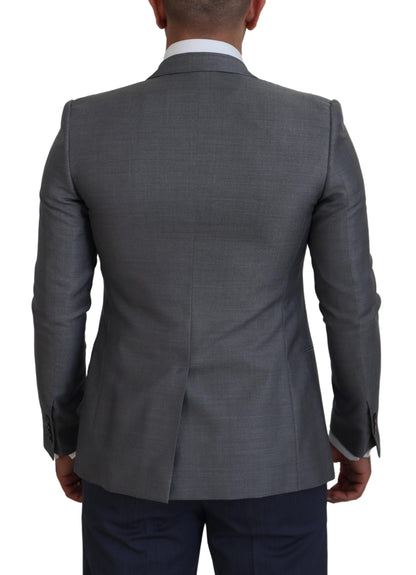 Dolce & Gabbana Gray Wool Silk Slim Fit Jacket Blazer