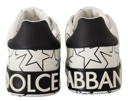 Dolce & Gabbana White Leather Stars Low Top Sneakers Shoes