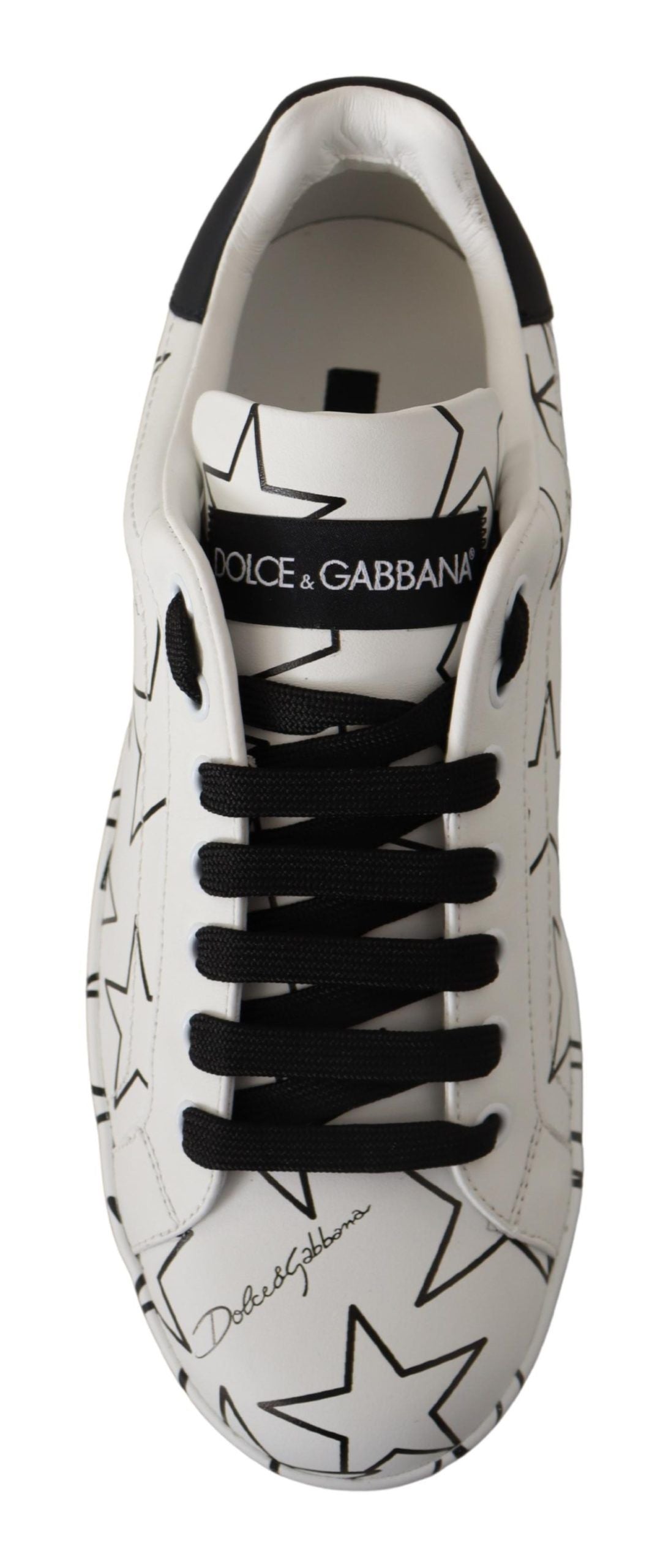 Dolce & Gabbana White Leather Stars Low Top Sneakers Shoes