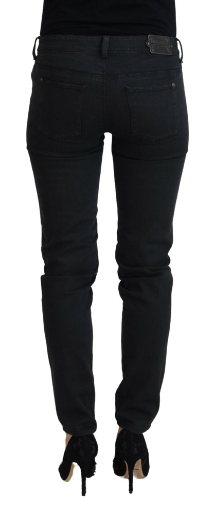 Ermanno Scervino Chic Low Waist Black Skinny Jeans