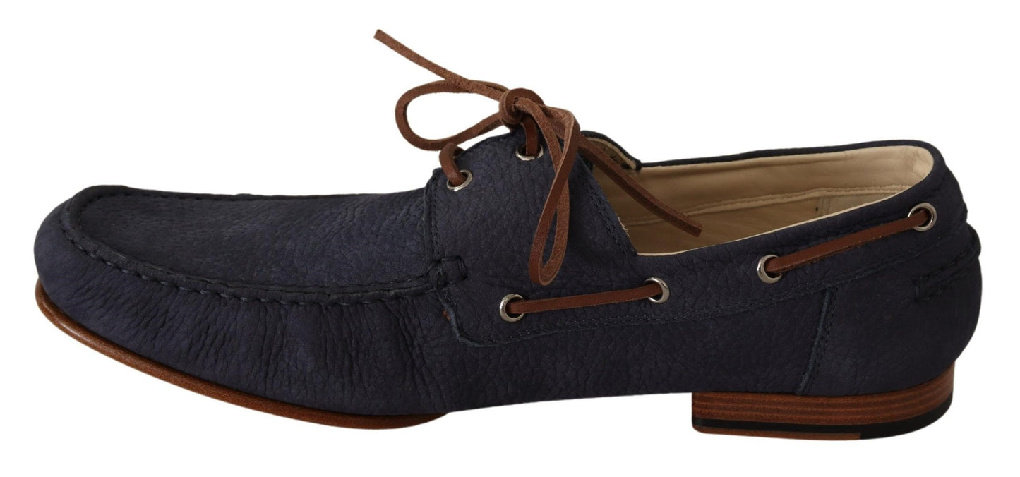 Dolce & Gabbana Elegant Blue & Brown Leather Boat Shoes