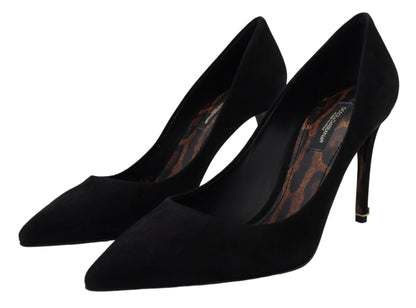 Dolce & Gabbana Elegant Black Suede Stiletto Heels Pumps