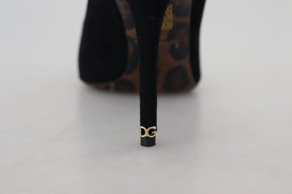 Dolce & Gabbana Elegant Black Suede Stiletto Heels Pumps