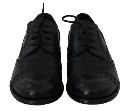 Dolce & Gabbana Dark Blue Leather Wingtip Oxford Dress Shoes