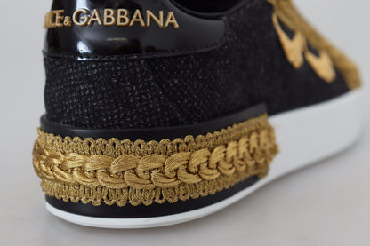 Dolce & Gabbana Elegant Portofino Leather Sneakers in Black