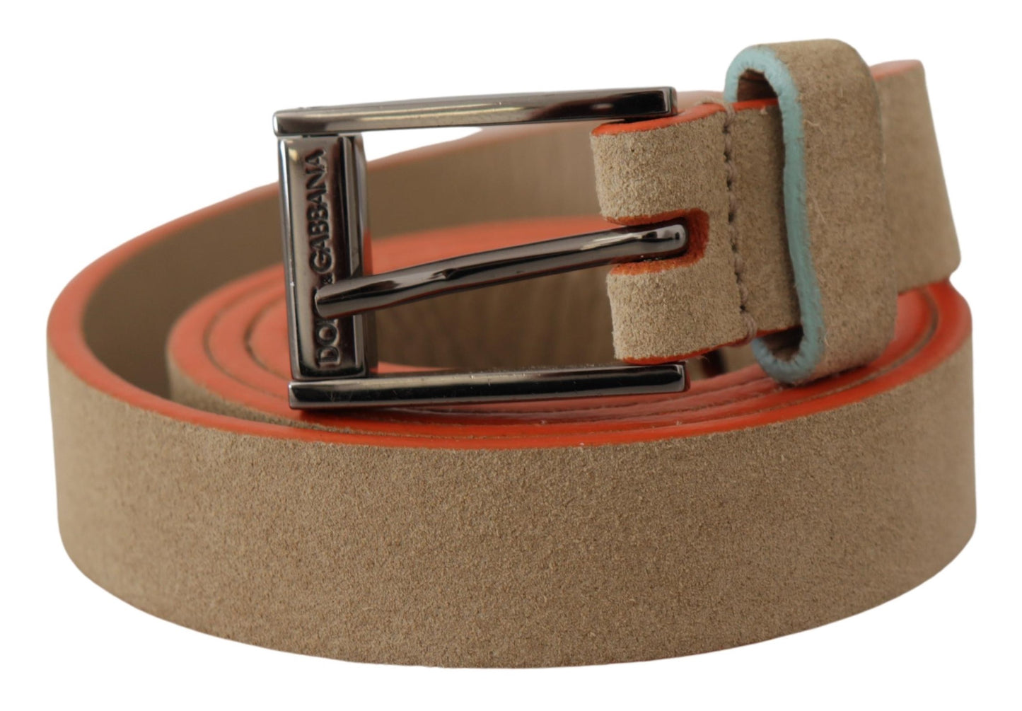 Dolce & Gabbana Elegant Nude Suede Belt with Logo Buckle