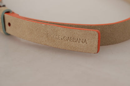 Dolce & Gabbana Elegant Nude Suede Belt with Logo Buckle