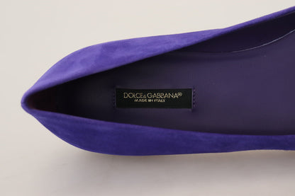 Dolce & Gabbana Embellished Crystal Purple Suede Flats