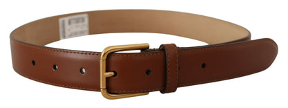 Dolce & Gabbana Elegant Leather Belt with Engraved Buckle