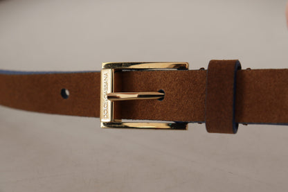 Dolce & Gabbana Elegant Suede Leather Belt with Logo Engraved Buckle