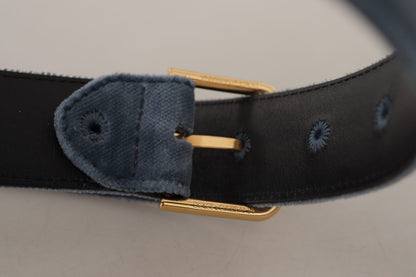 Dolce & Gabbana Elegant Navy Velvet Designer Belt