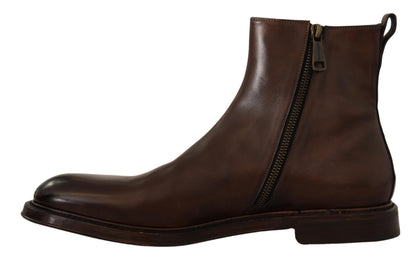 Dolce & Gabbana Brown Leather Chelsea Mens Boots