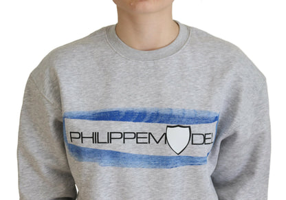 Philippe Model Elegant Gray Printed Cotton Sweater