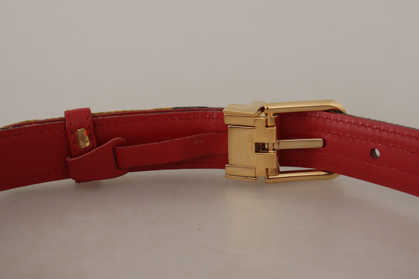 Dolce & Gabbana Chic Multicolor Leather Belt with Engraved Buckle