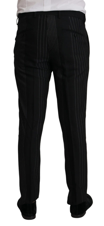 Dolce & Gabbana Elegant Black Striped Slim Fit Two-Piece Suit