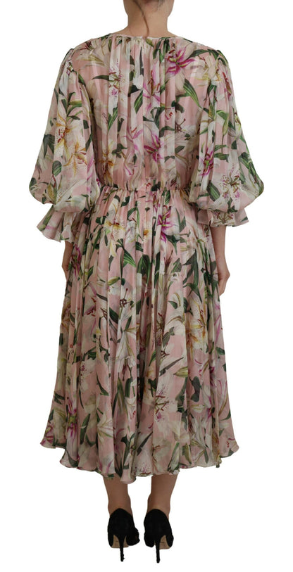 Dolce & Gabbana Floral Silk Maxi Dress with Back Zipper