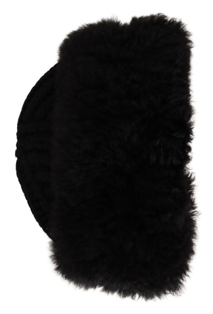 Dolce & Gabbana Black Cashmere Fur Women Beanie Women Hat