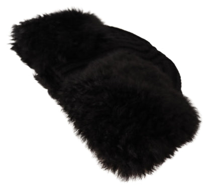 Dolce & Gabbana Black Cashmere Fur Women Beanie Women Hat