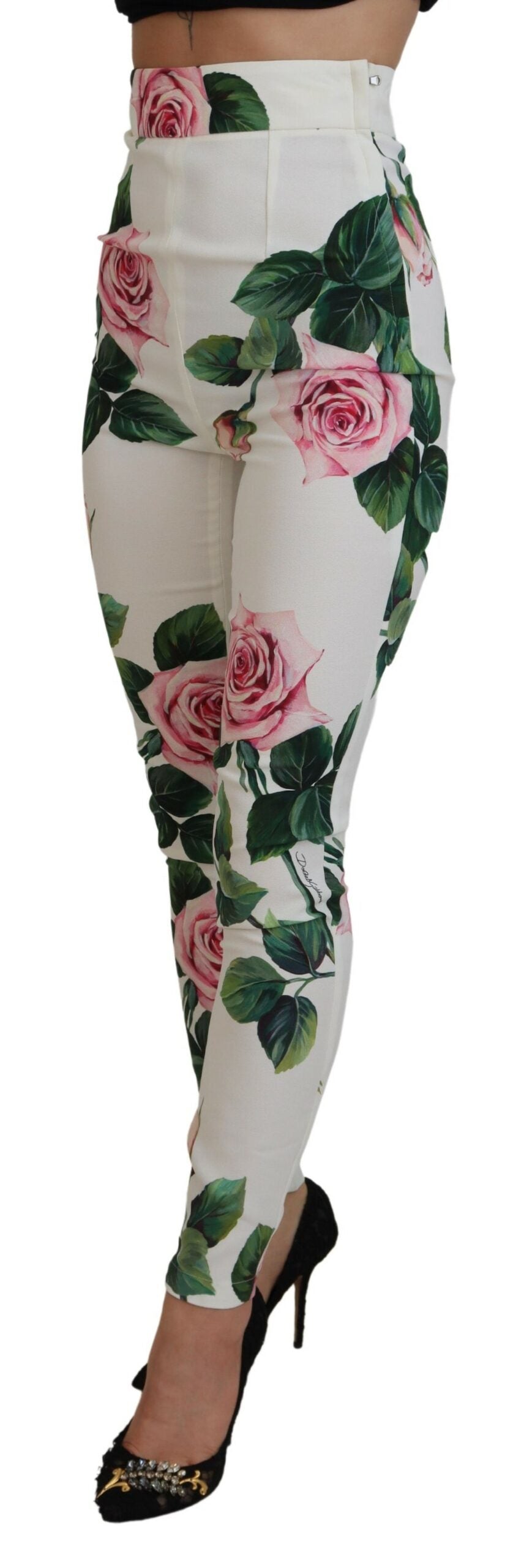 Dolce & Gabbana Elegant High Waist Floral Trousers