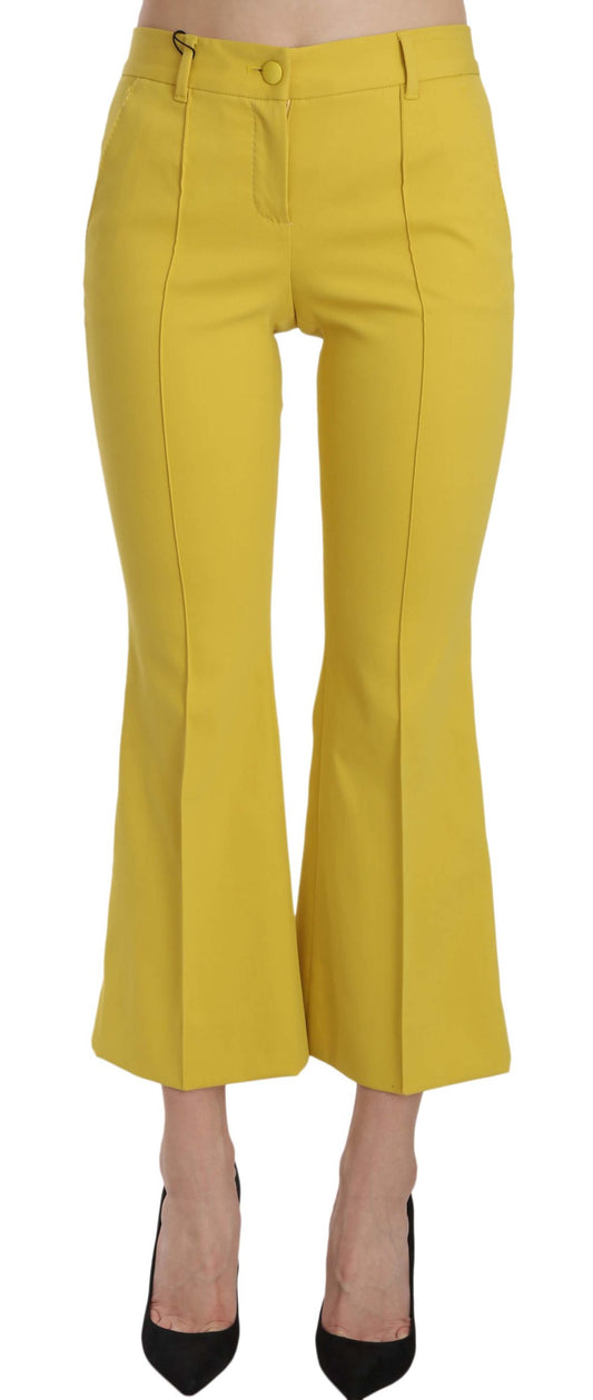 Dolce & Gabbana Chic Yellow Flare Pants for Elegant Evenings