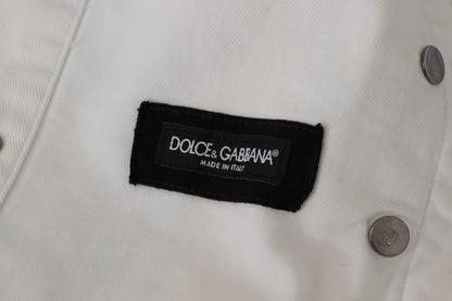 Dolce & Gabbana Multicolor Logo Embroidered Denim Jacket