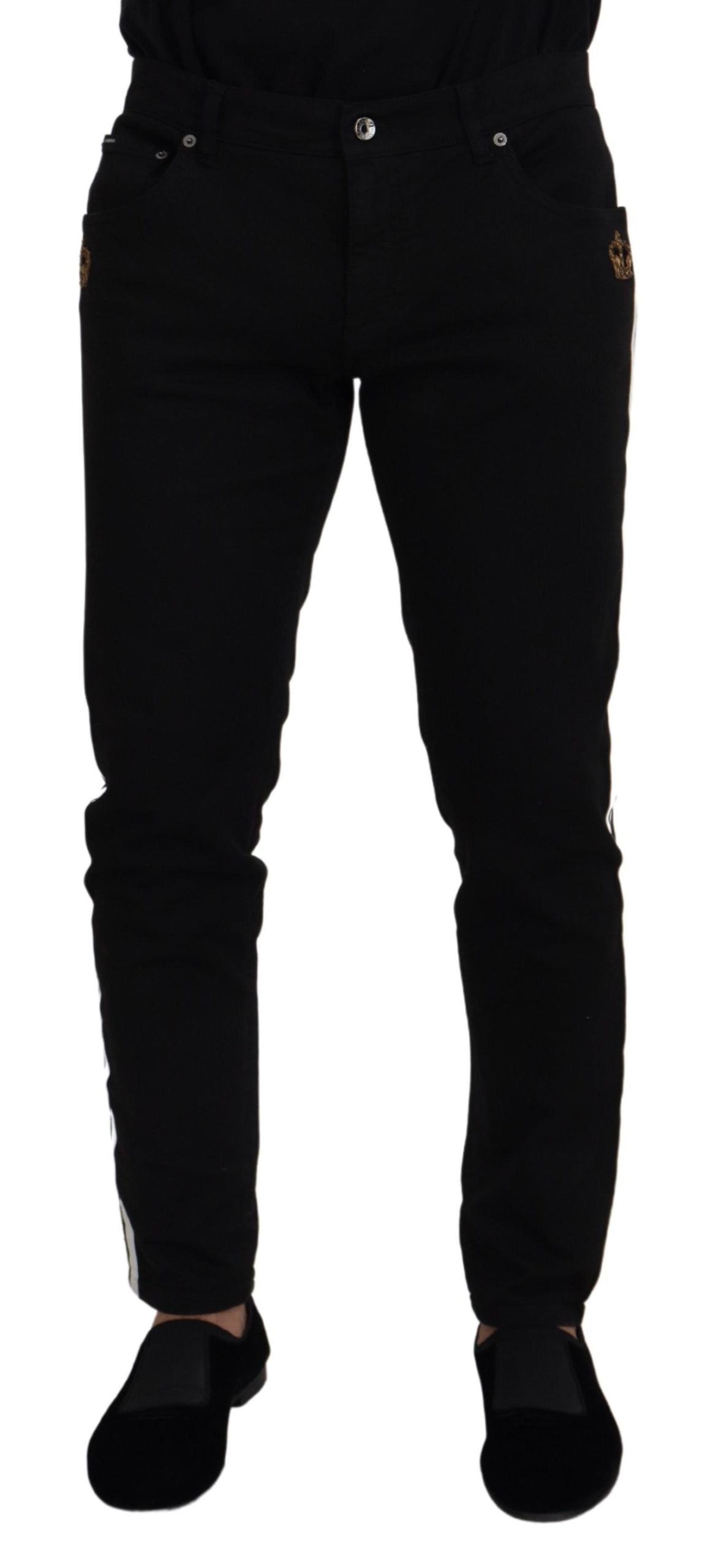 Dolce & Gabbana Elegant Black Cotton Blend Denim Pants