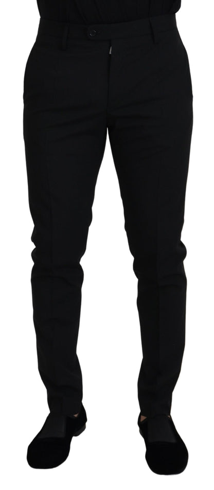 Dolce & Gabbana Black Polyester Chino Formal Pants