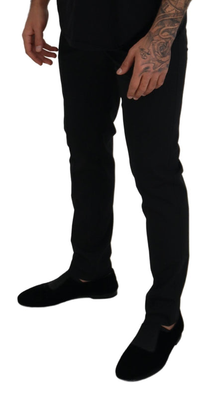 Dolce & Gabbana Black Polyester Chino Formal Pants