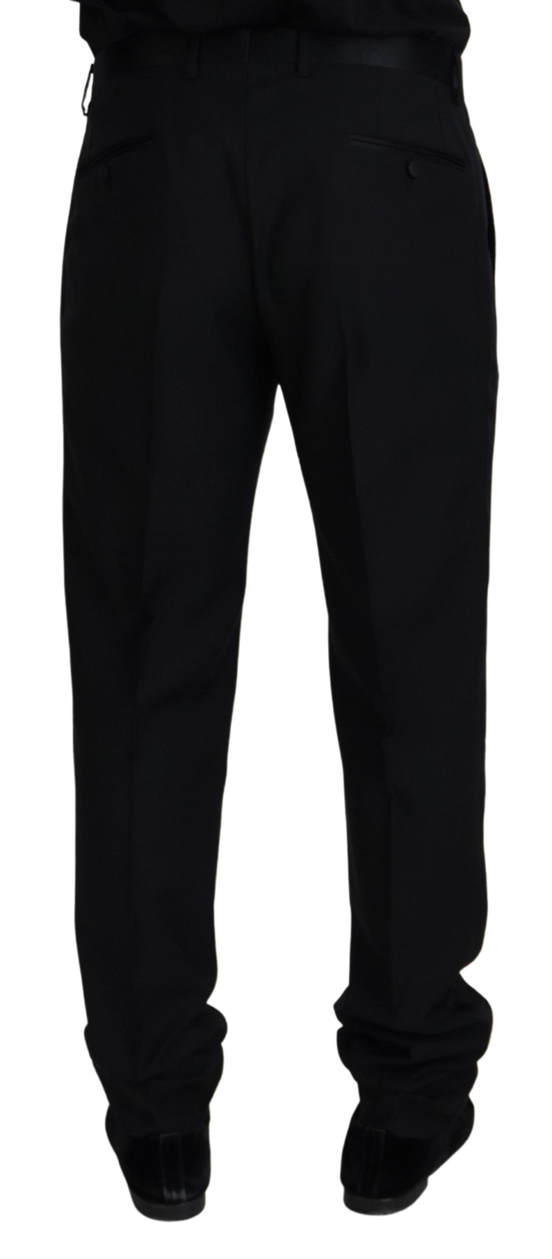 Dolce & Gabbana Black Wool Chino Formal Pants