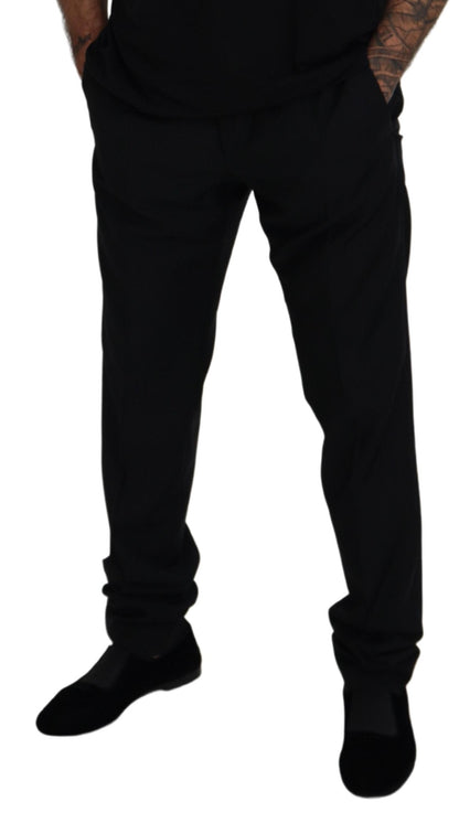 Dolce & Gabbana Black Wool Chino Formal Pants