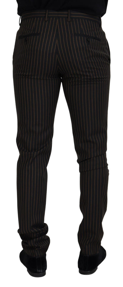 Dolce & Gabbana Black Brown Striped Men Formal Pants