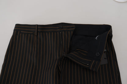 Dolce & Gabbana Black Brown Striped Men Formal Pants