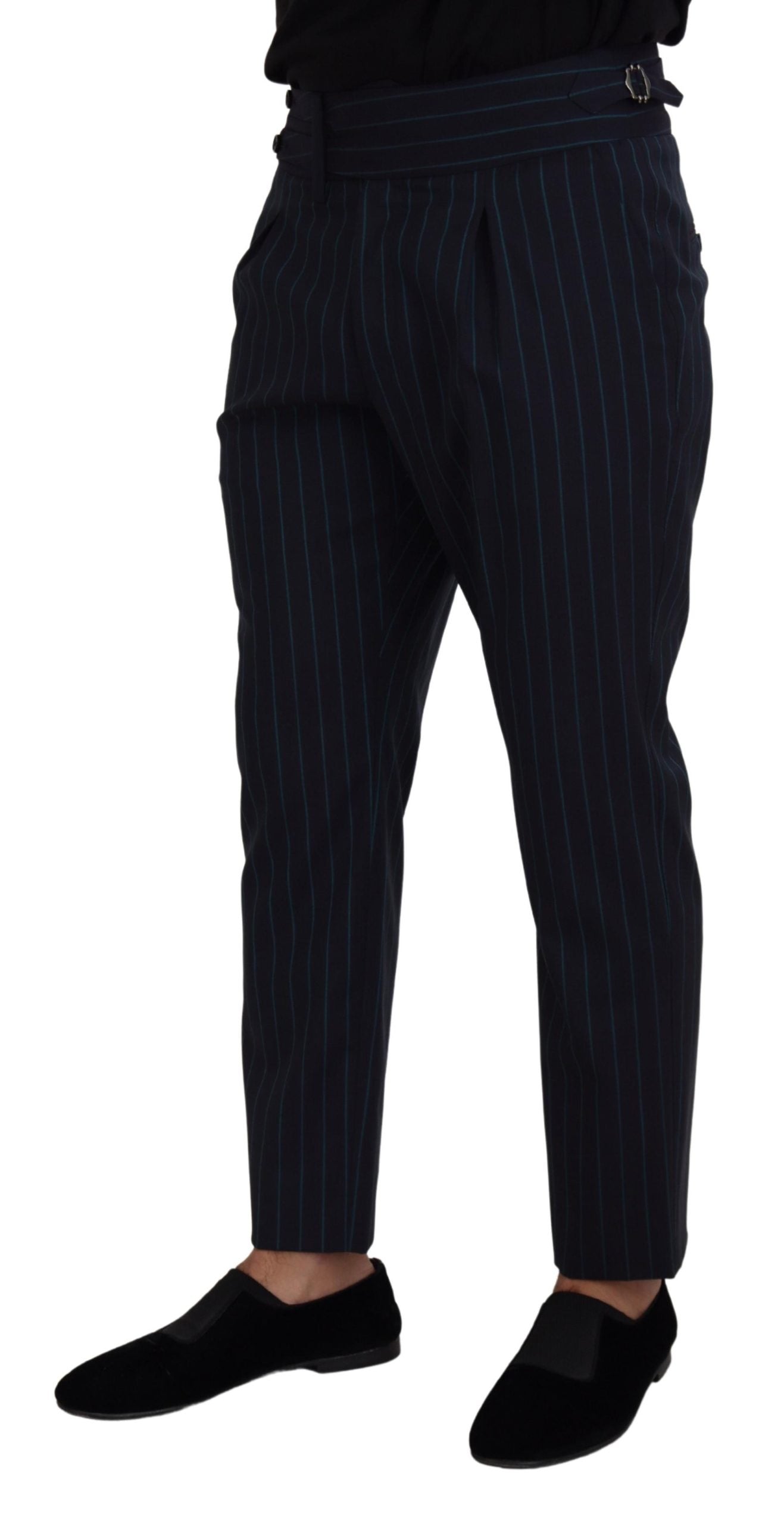 Dolce & Gabbana Blue Striped Men Formal Pants