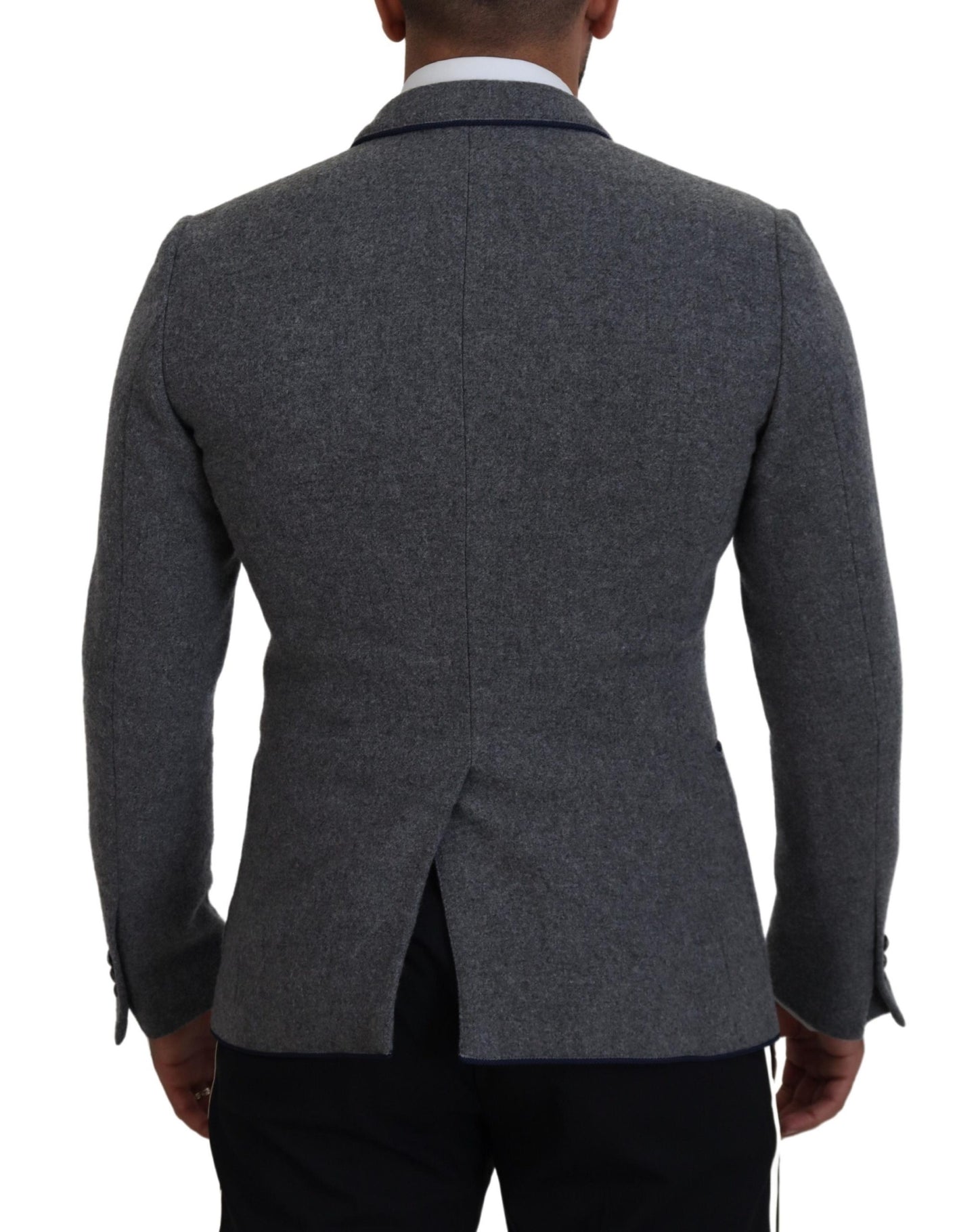 Dolce & Gabbana Gray Wool Roses Slim Fit Jacket Blazer