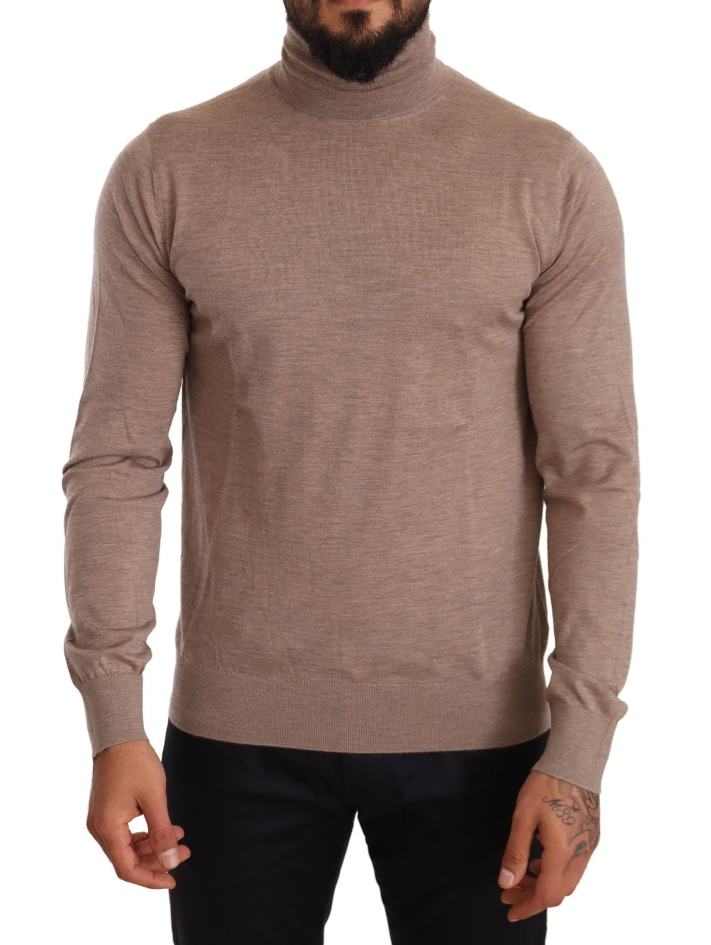 Dolce & Gabbana Brown Cashmere Turtleneck Pullover Sweater