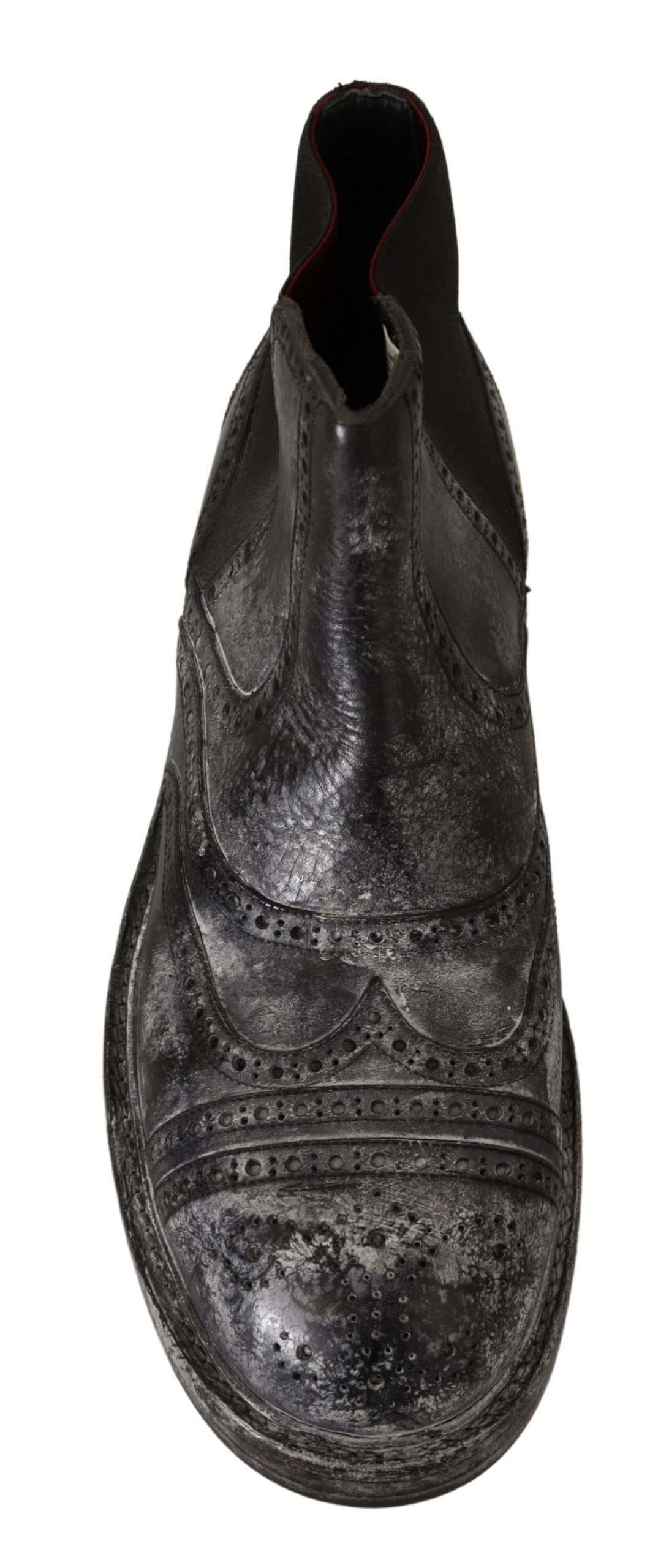 Dolce & Gabbana Elegant Gray Leather Ankle Boots