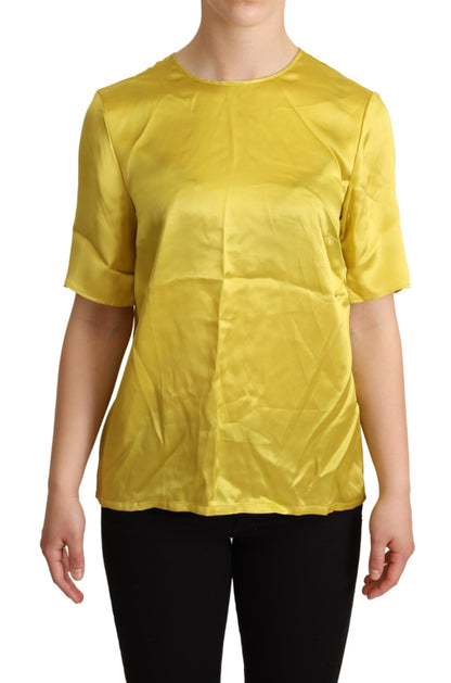 Dolce & Gabbana Yellow Silk Short Sleeve Blouse T-shirt