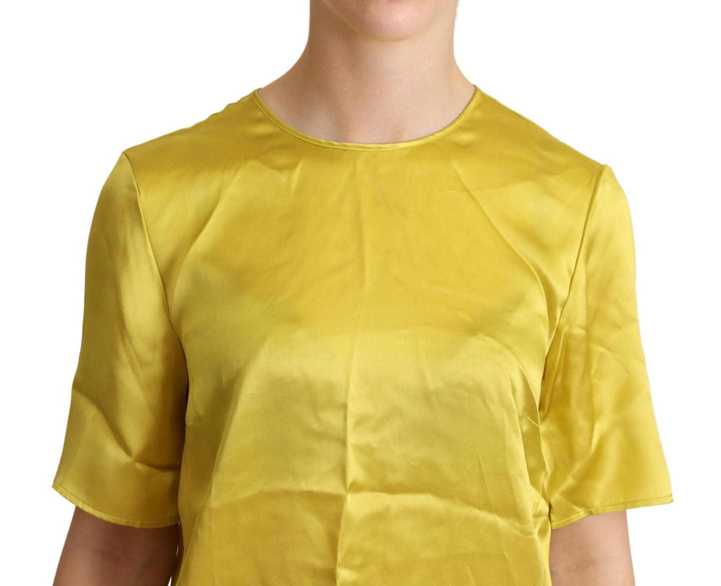 Dolce & Gabbana Yellow Silk Short Sleeve Blouse T-shirt