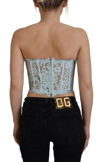 Dolce & Gabbana Elegant Lace-Trimmed Strapless Cropped Top