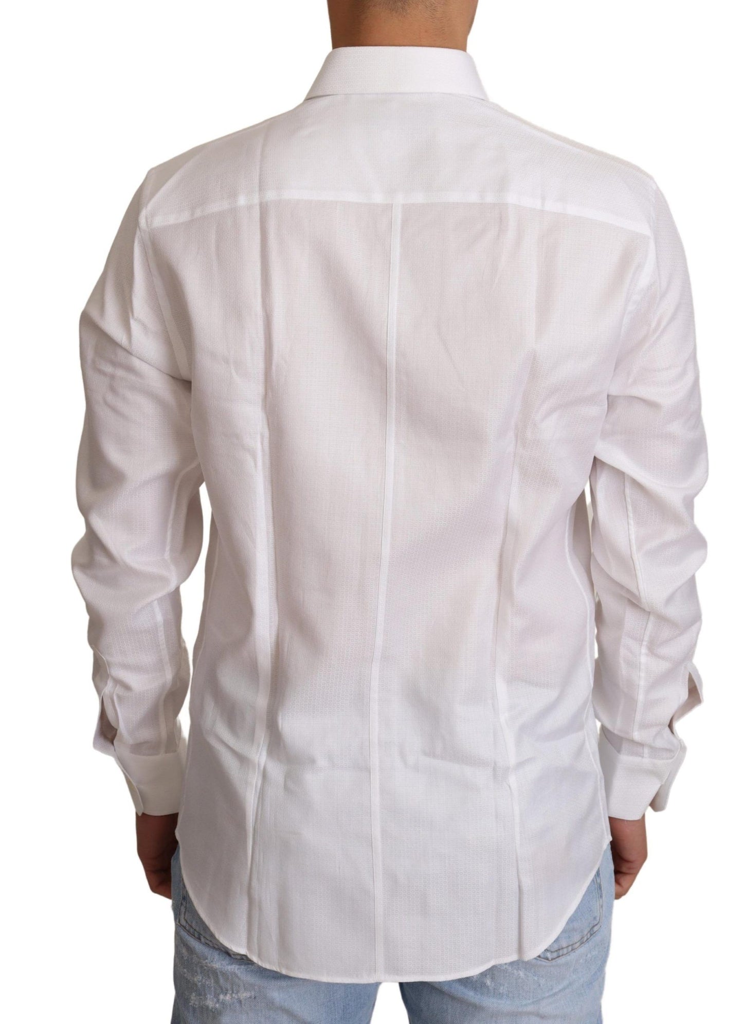 Dolce & Gabbana White Cotton Dress Formal MARTINI Shirt