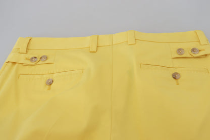 Dolce & Gabbana Yellow Cotton Slim Fit Men Pants