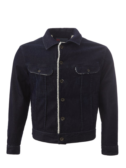 Lardini Elegant Blue Corduroy Fur-Lined Jacket