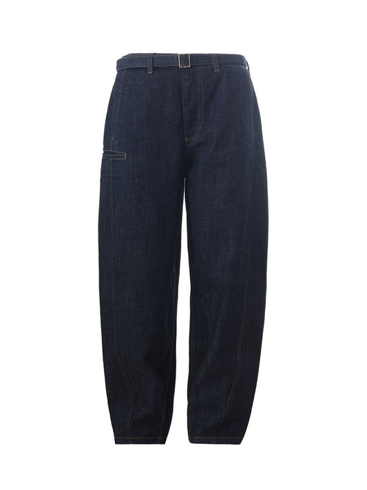 Emporio Armani Elegant Blue Denim Relaxed Fit Trousers