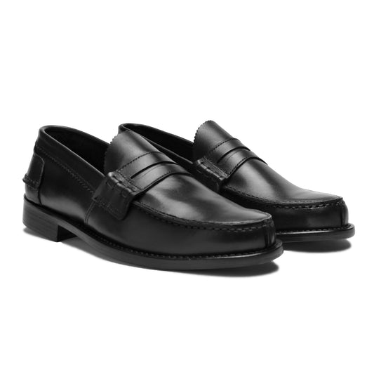 Saxone of Scotland Elegant Black Calf Leather Loafers