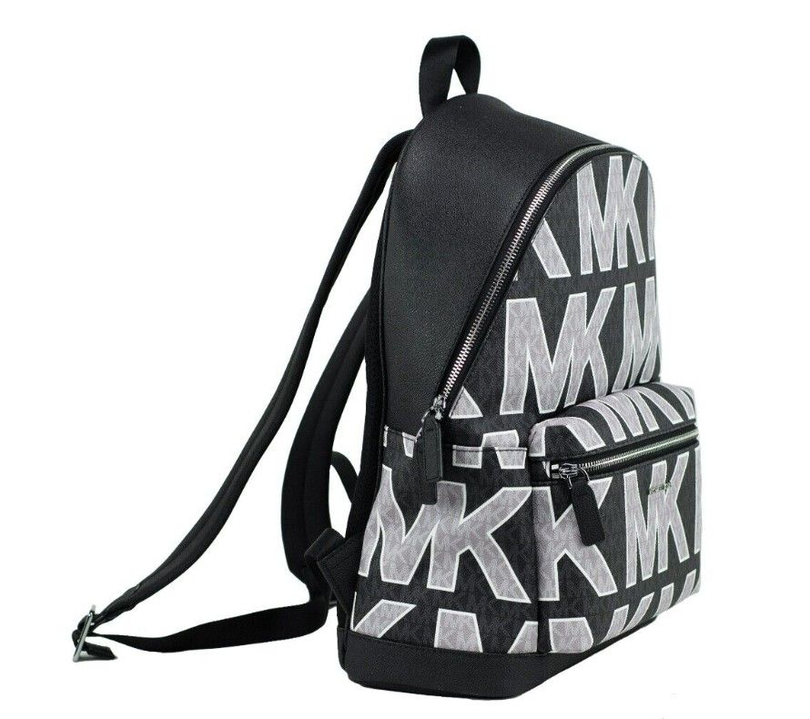 Michael Kors Cooper Black Signature PVC Graphic Logo Backpack Bookbag Bag