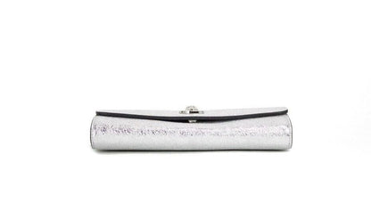 Versace Small Metallic Silver Lamb Leather Medusa Clutch Crossbody Wallet Bag