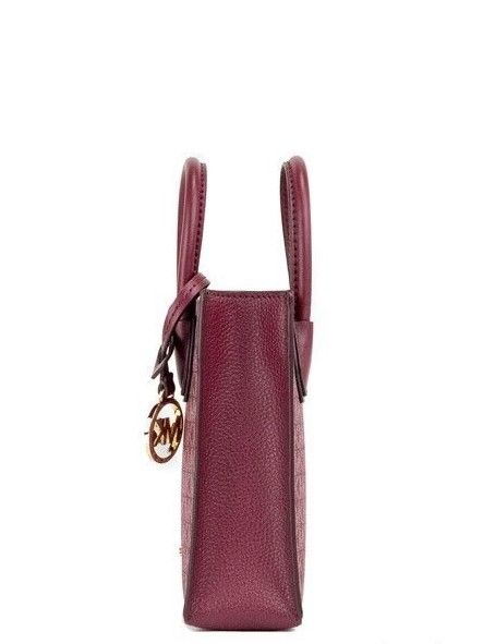 Michael Kors Mercer XS Mulberry Signature PVC North South Shopper Crossbody Bag