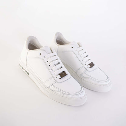 Roberto Cavalli Chic White Suede Sneakers