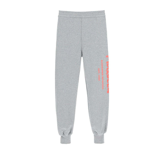 Alexander McQueen Elegant Graffiti Logo Grey Sweatpants