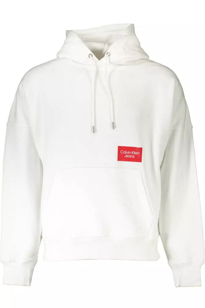 Calvin Klein Chic White Hooded Sweatshirt with Logo Print